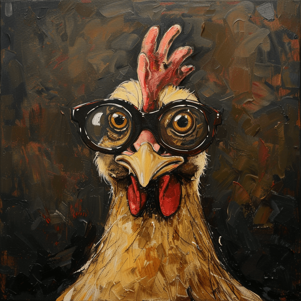 Mowbi - Funny Chicken in Sunglasses "8x8" Art Print