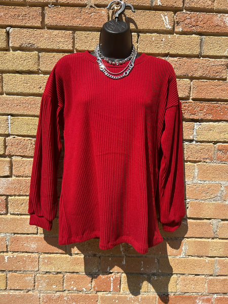 Soft Ribbed Long Sleeve Tops- 4 Colors