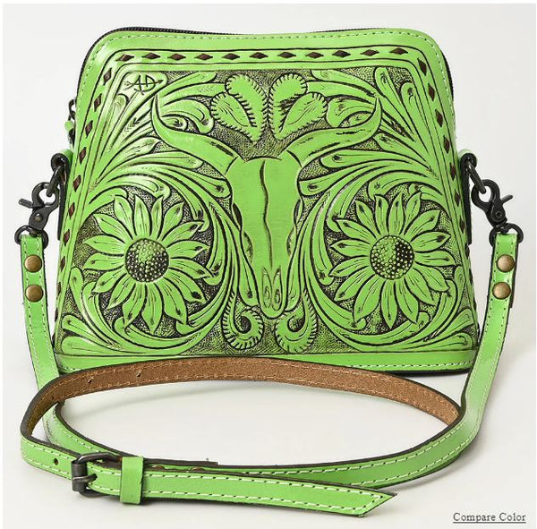 Tooled Leather Crossbody Handbag