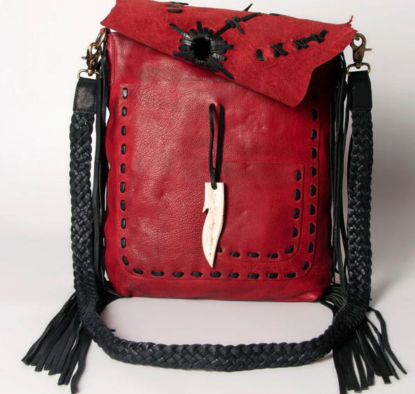 Red HandCrafted Western Leather Purse