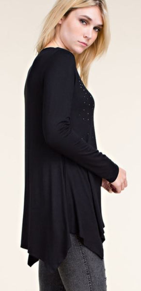 Black Long Sleeve Dazzle Top