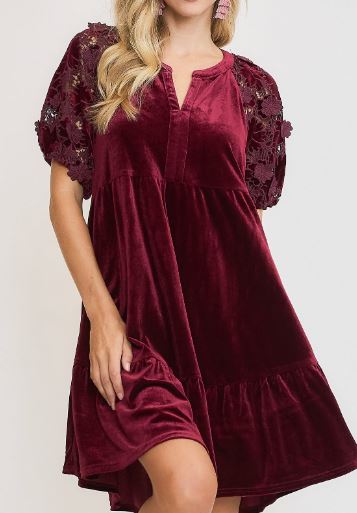 Plum Tiered Velvet Dress