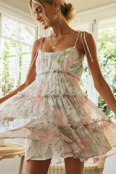 PINK LOW CUT SLEEVELESS MINI DRESS