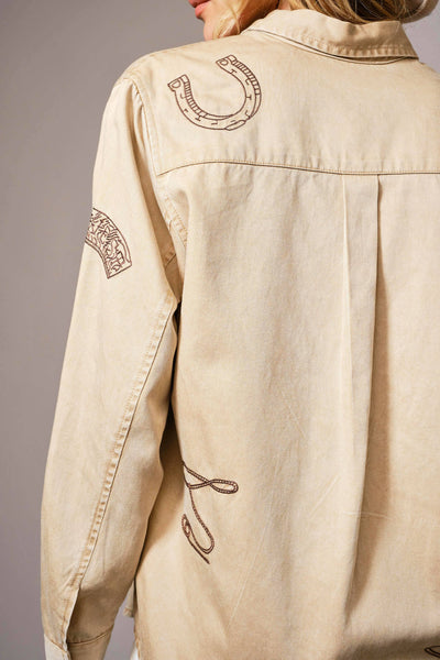 Western Embroidered Snap Button Shirt