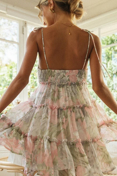 PINK LOW CUT SLEEVELESS MINI DRESS