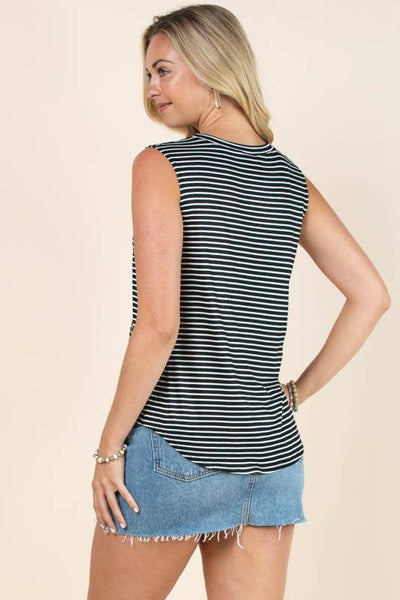 HOWDY ROWDY COWBOY GRAPHIC STRIPED TOP
