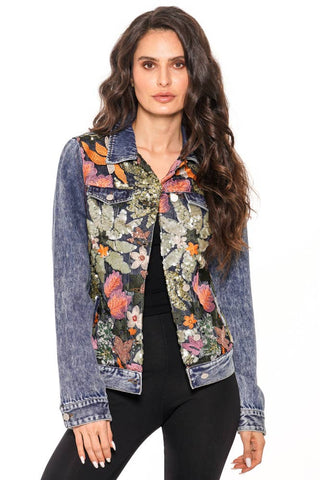 DENIM JACKET WITH SEQUENCE EMBROIDERY