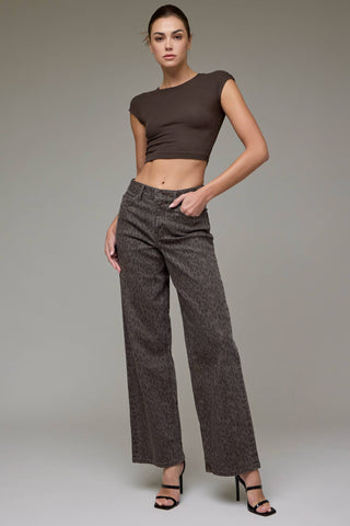 Brown Cheetah Stretch Low Rise Dad Jean