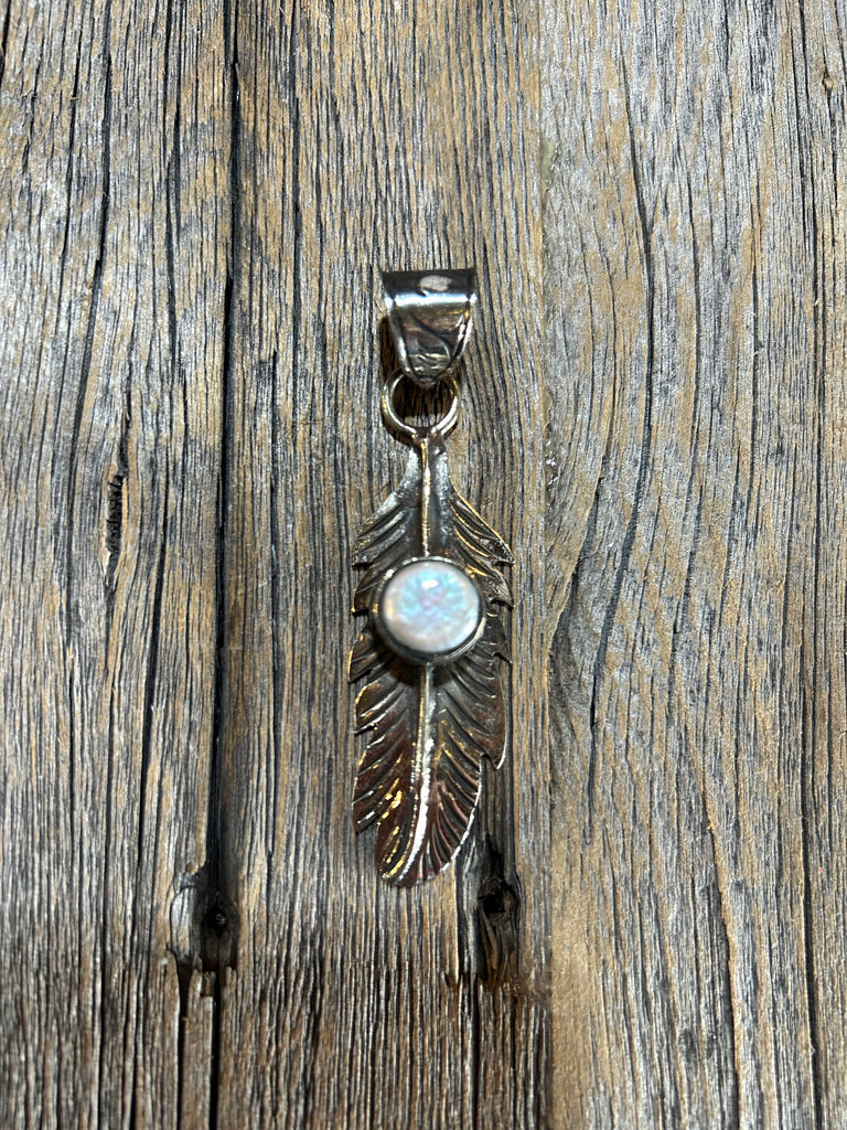 MOTHER OF PEARL FEATHER PENDANT