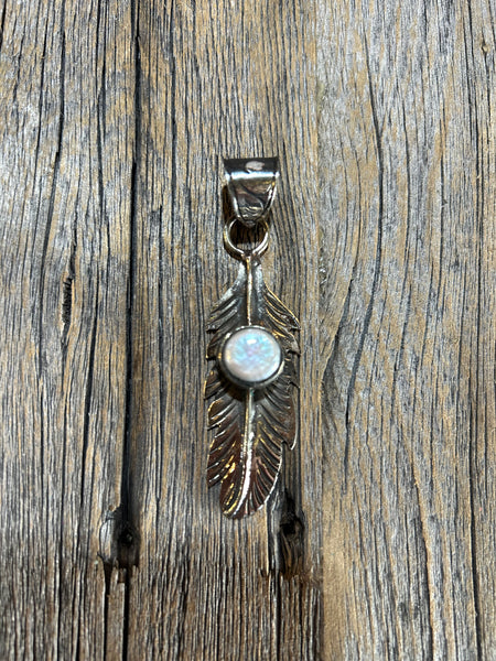 MOTHER OF PEARL FEATHER PENDANT