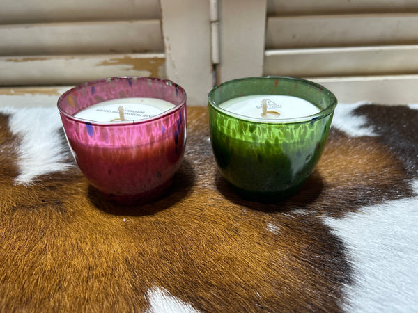 HEARTFELT CHEER CANDLE ART GLASS CONFETTI VANILLA AND ROSE 4OZ