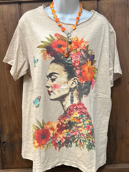 Frida Kalho Print Short Sleeve T- Shirt