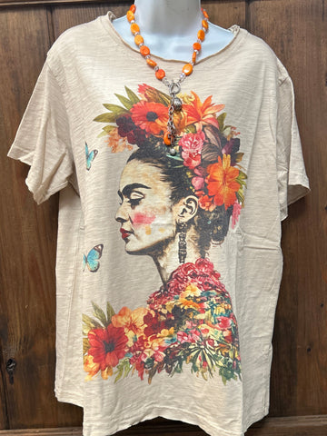 Frida Kalho Print Short Sleeve T- Shirt