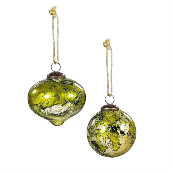 SHADES OF EMERALD ORNAMENT MARBLE GLASS