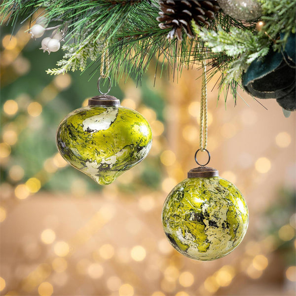 SHADES OF EMERALD ORNAMENT MARBLE GLASS