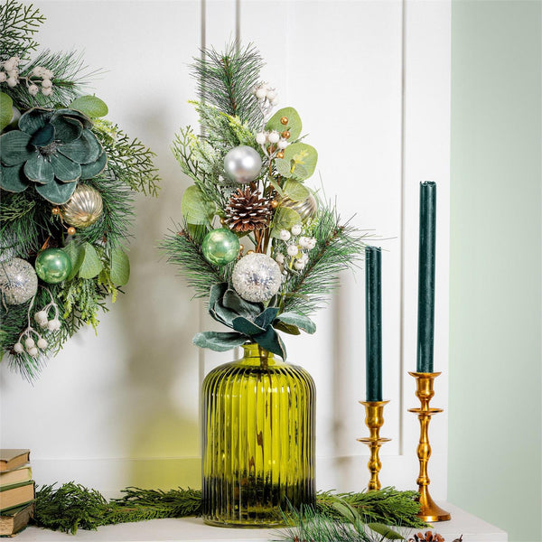 SHADES OF EMERALD STEM ARTIFICIAL WITH ORNAMENTS