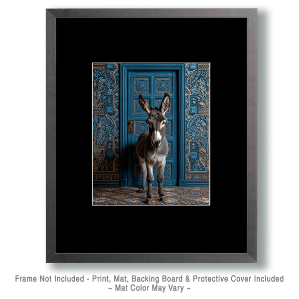 Mowbi - Donkey in Blue Room - 8"x10" Artwork for 11"x14" Frame