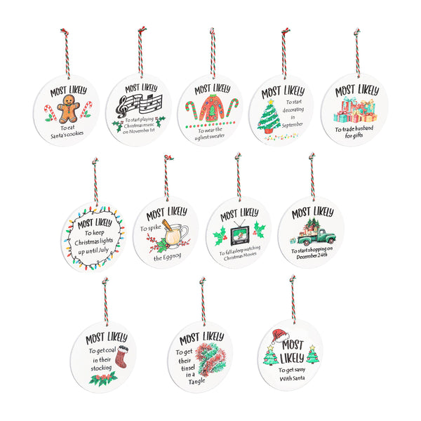 Santa Ornament Christmas Most Likely To... 12 STYLES