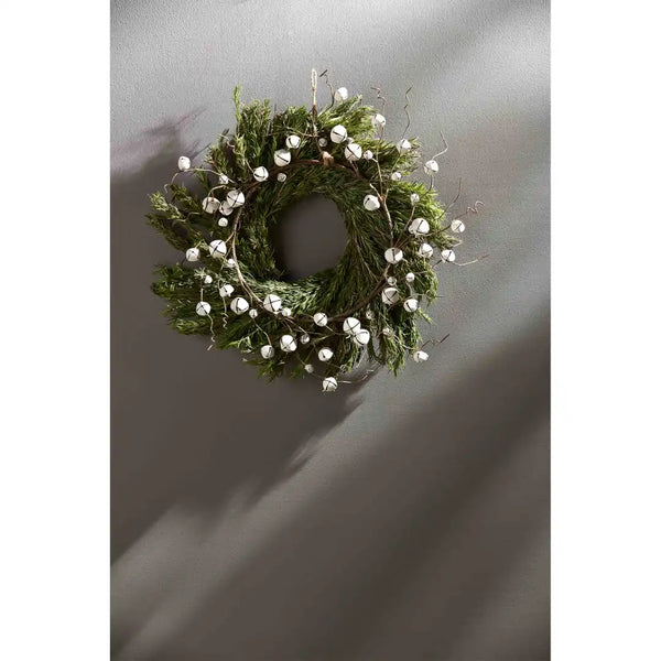 WHITE JINGLE BELL WREATH