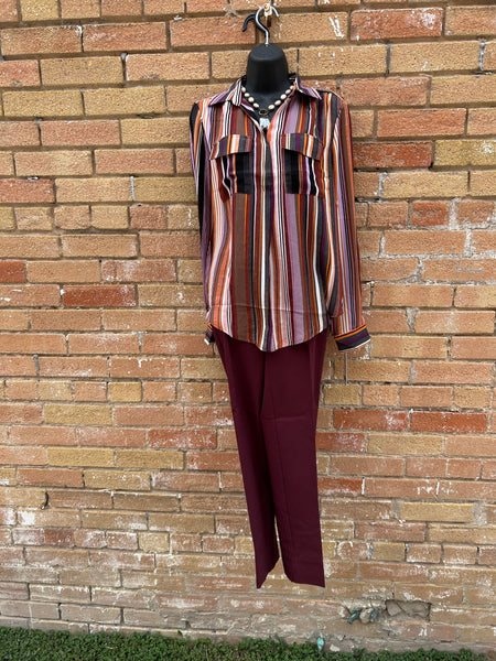 Wine Pull-on Ankle Length Pants