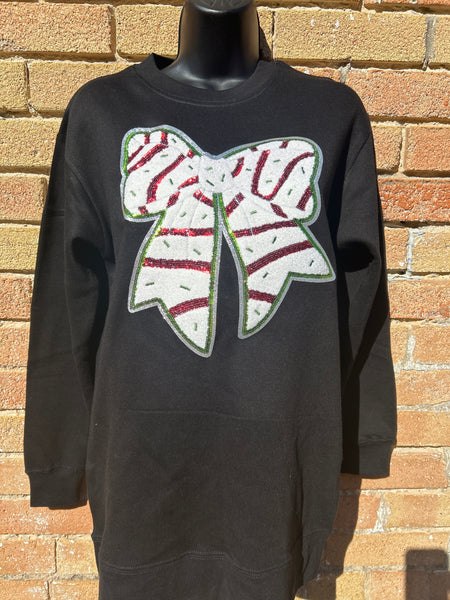 CANDY CANE BOW SWEATSHIRT