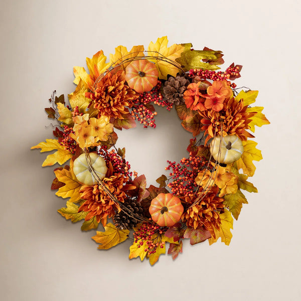 24'' Thanksgiving Faux Pumpkin & Gourds Wreath