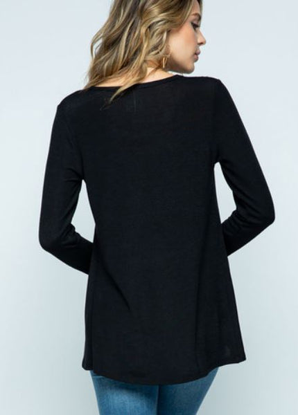 WOMEN KNIT LONG SLEEVE TOP WITH STONES