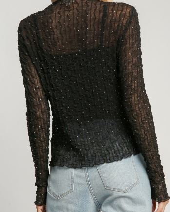 Black Stretch Long Sleeve Lace Top