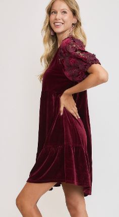 Plum Tiered Velvet Dress