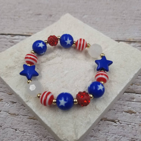 4th of July Bracelet Patriotic Stretch Bracelet