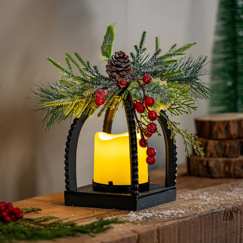 Floral Table Decor Artificial with LED Lantern