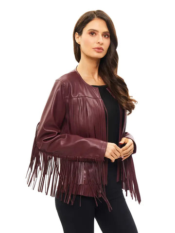 Vegan Leather Fringe Jacket