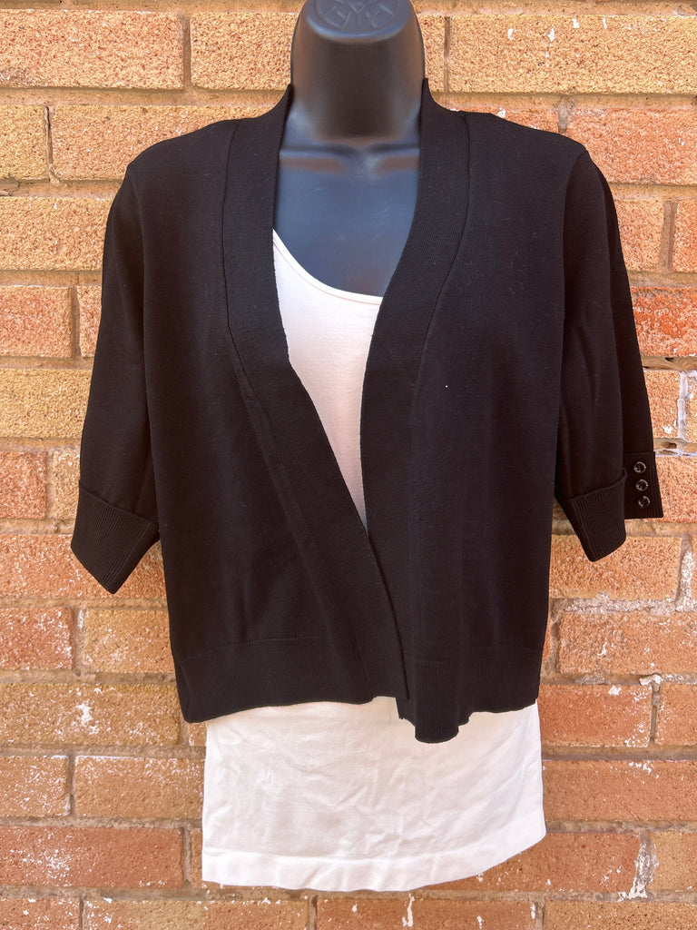 ELBOW SLEEVE BLACK CARDIGAN