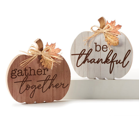 Pumpkin Décor w/Sentiment, 2 Asst.