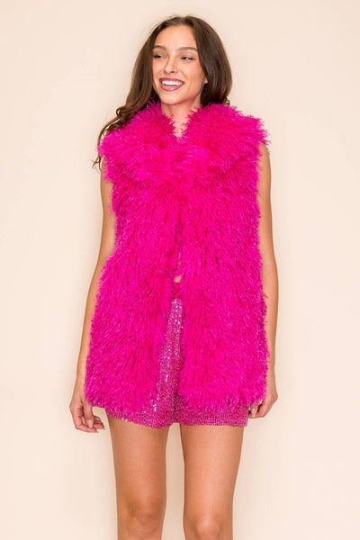 Mongolian Lamb Faux Fur Lapel Vest