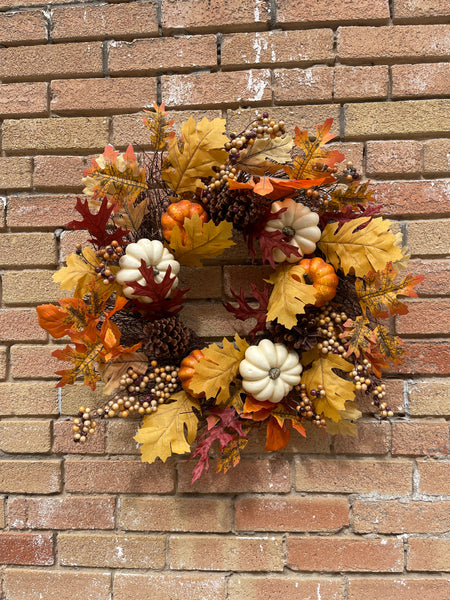 24'' Thanksgiving Faux Pumpkin & Gourds Wreath