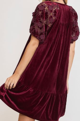 Plum Tiered Velvet Dress