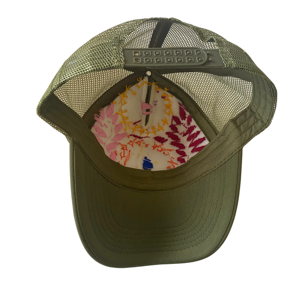 Lumily - Tulum Hand Embroidered Trucker Flower Hat - Mexico: Red Assorted