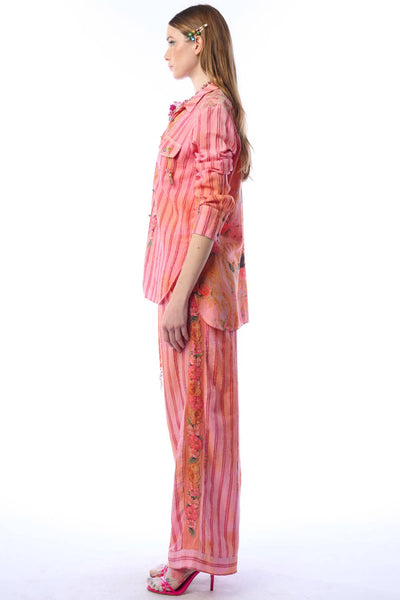 Aratta | Women's Fashion - Be My Valentine Pants | Floral Cotton Pants | Flowy Pants: Vintage Rose / XL