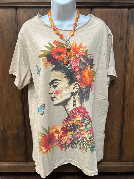 Frida Kalho Print Short Sleeve T- Shirt