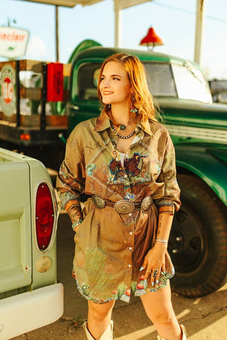 National Rodeo Vintage Cowgirl Button Down Dress