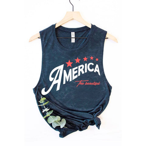 "AMERICA THE BEAUTIFUL" GRAPHIC TANK TOP (2 COLORS)