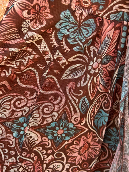 BROWN FLORAL SLEEVELESS DRESS