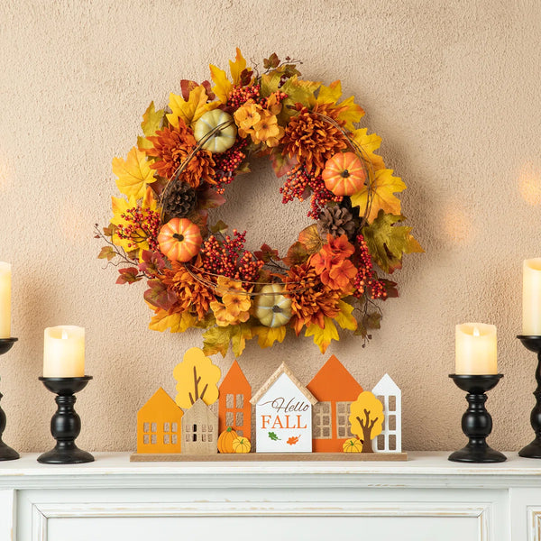 24'' Thanksgiving Faux Pumpkin & Gourds Wreath