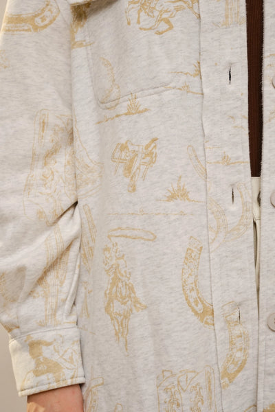 All Over Western Long Sleeve Loose Fit Shacket