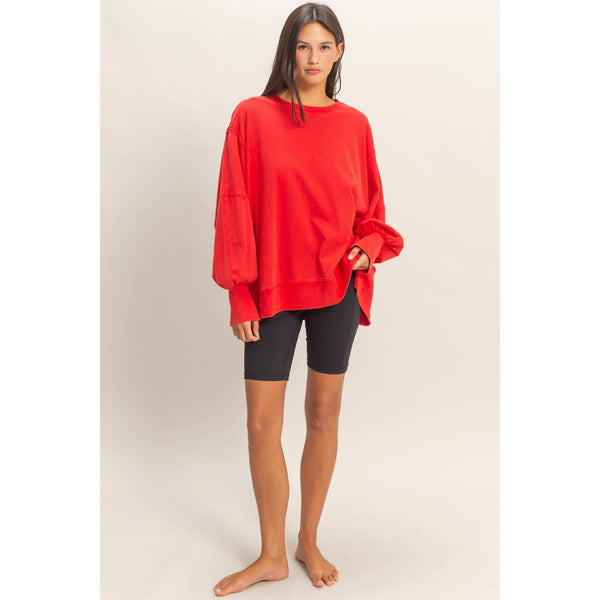 Oversized Seam Detail Long Sleeve Top