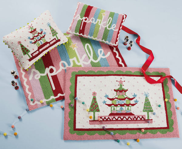 Peking Handicraft - Holiday Sparkle Hook Pillow