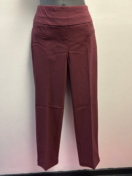 Wine Pull-on Ankle Length Pants