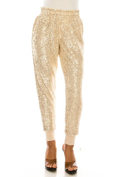 Wonderful And Young - W.A.Y SEQUIN JOGGER: TAUPE