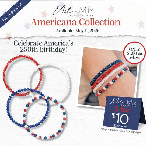 Center Court - Mila-Mix: Americana Beaded Stretch Bracelet Collection